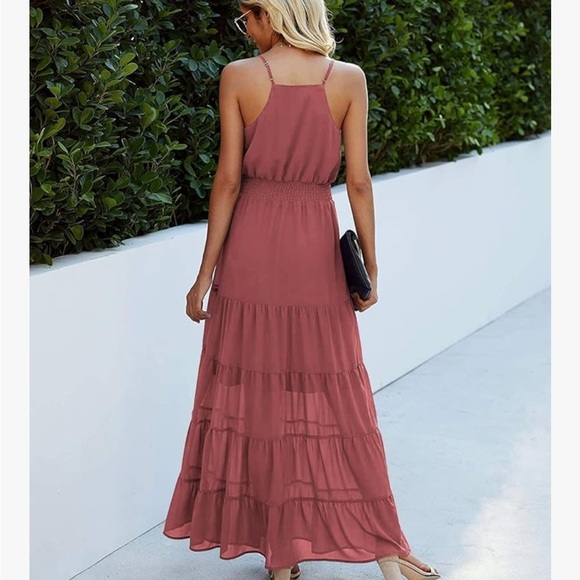 Pretty Garden Sleeveless light brick red boho style Maxi Dress - Picture 2 of 4